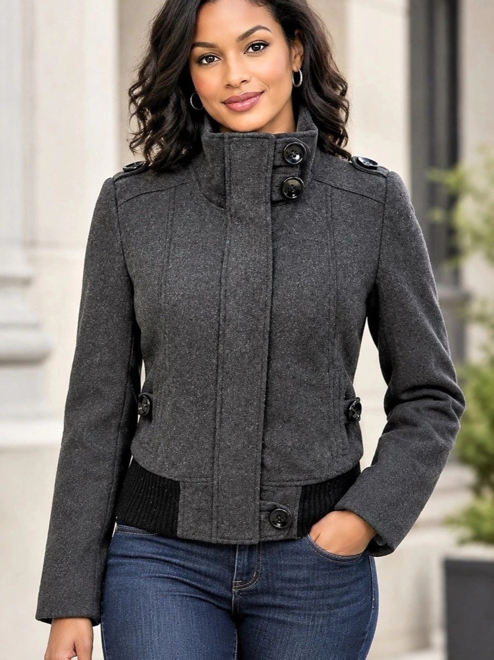apostrophe Women'Small Wool-Blend Bomber Jacket Size Small